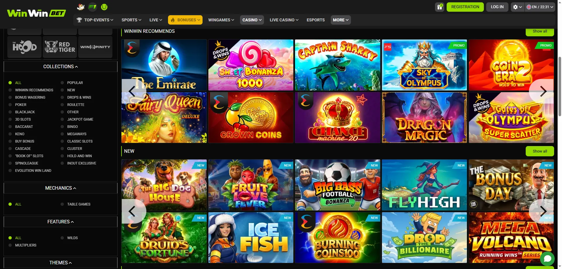 WinWin Bet machines à sous et jeux de casino disponibles au Sénégal
