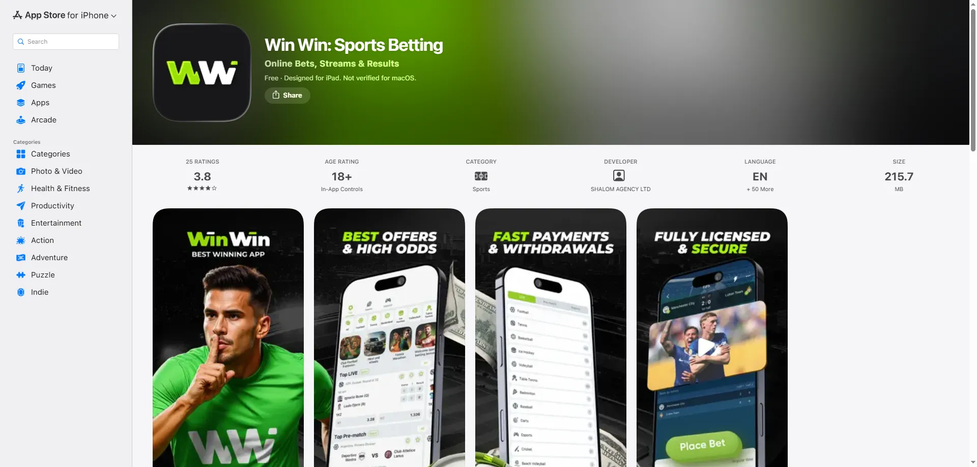 WinWin Bet application mobile Android APK et iOS PWA téléchargement Sénégal